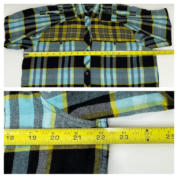 Rails Brando Sky Mixed Plaid Fringe Flannel Soft Button Up Shirt Size Large - Picture 15 of 16